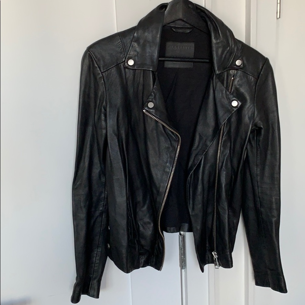 All Saints Black Colwick Leather Biker Jacket